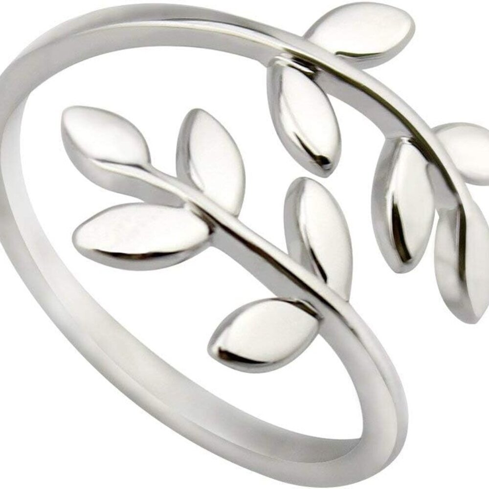 18k Stainless Steel Silver Gold Rose Gold Plated Leaves Leaf Laurel Adjustable B